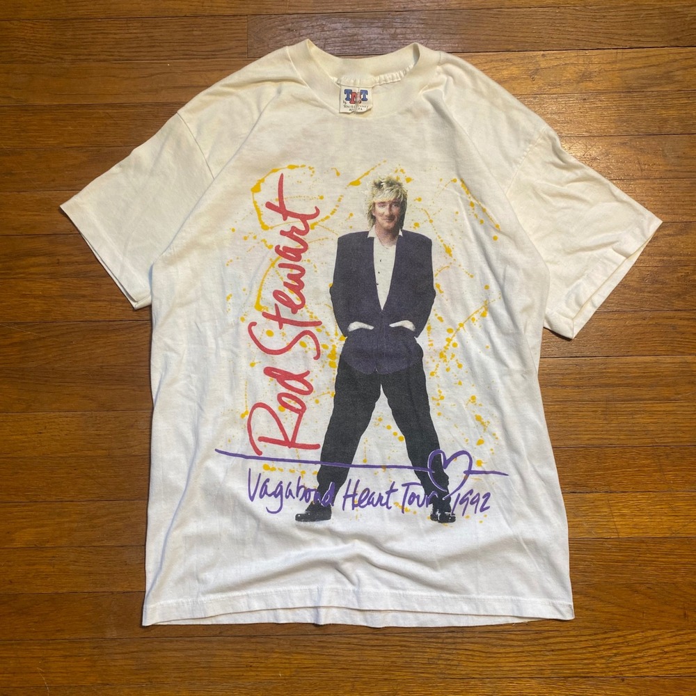 Vintage Rod Stewart Vagabond Heart Tour 1992‎ T-Shirt White M TNT 90s Rock